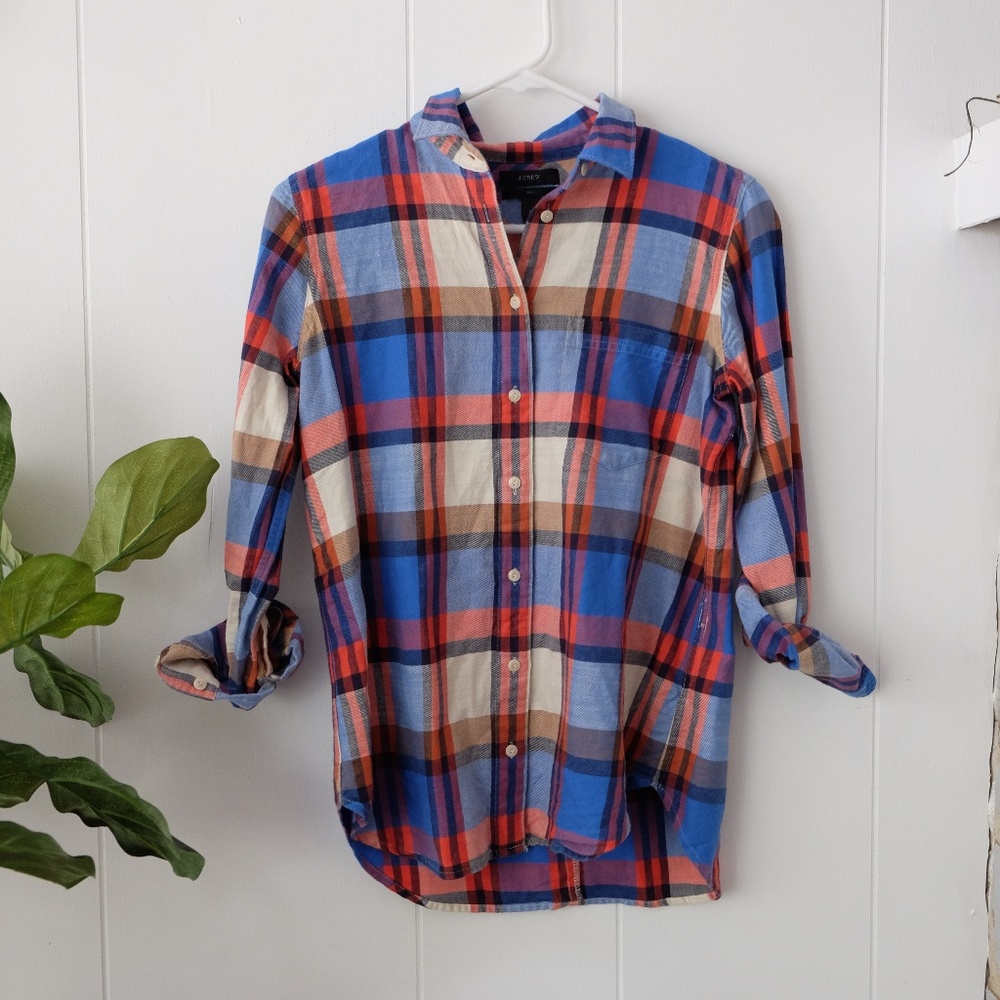 J. Crew Plaid Button Up Top